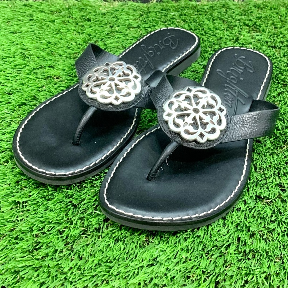 Brighton ALICE Leather Sandals/Silver Medallion.